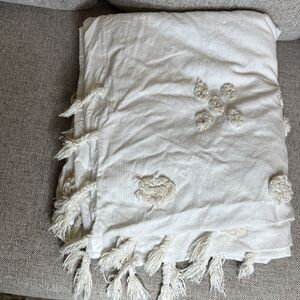 Anthropologie Cream Boho King Size Duvet Cover Bohemian Cottage Core